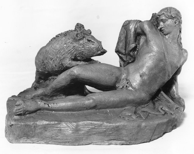 Adone ed il cinghiale (gruppo scultoreo) - ambito romano (fine/inizio secc. XVII 